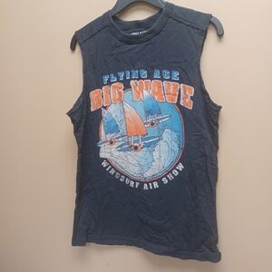 Boys teens navy blue graphics muscle tee